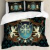 Ambesonne Medieval Duvet Cover Set, Heraldic Design from Middle Ages Coat of Arms Crown Lions and Swirls, Decorative 3 Piece Bedding Set with 2 Pillow Shams, Queen Size, Teal Black Cinnamon 6 91WzW8Sx4XL
