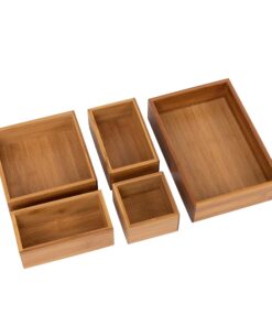 Alternative view of Seville Classics Bamboo Premium Organizer Storage Bins for Kitchen Silverware, Pantry, Closet, Office Desk, Pens, Utensils, Makeup, K Cup, Bamboo, Bin Set (5 Piece) Bin Set (5 Piece)