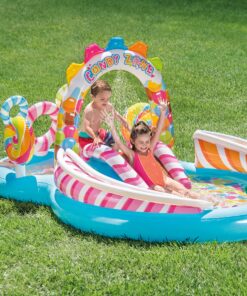 INTEX 57149EP Candy Zone Inflatable Swim Play Center: with Splash Pool and Waterslide – 116" x 75" x 51" 24 91X7lLD9YGL