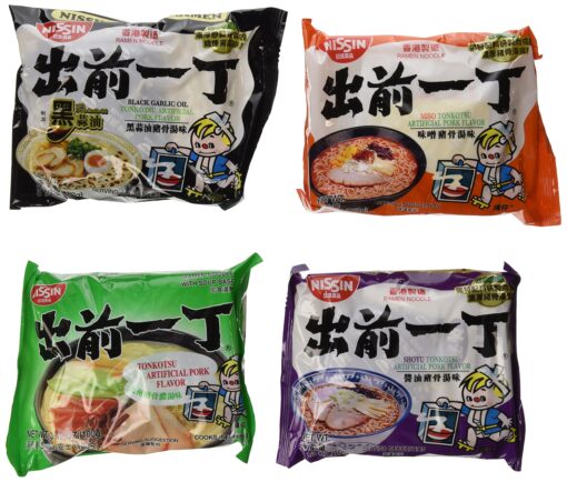 Nissin Demae Ramen Variety Pack (Tonkotsu Series) (Pack of 16 with 4 Each Flavor)