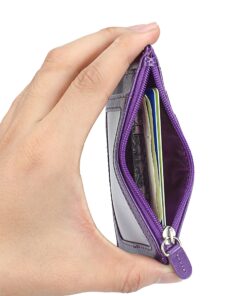 Badge Holder with Zip, Wisdompro School Supply 2-Sided Vertical PU Leather College ID Badge Holder with 1 ID Window, 4 Card Slots, 1 Side Zipper Pocket and 20 Inch Leather Neck Lanyard Strap - Purple 15 91XJo0GdeeL