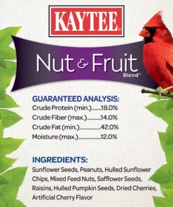 Kaytee Wild Bird Food Nut & Fruit Seed Blend For Cardinals, Chickadees, Nuthatches, Woodpeckers and Other Colorful Songbirds, 5 Pounds 5 Pound (Pack of 1) 27 91XLCsBD BS 1