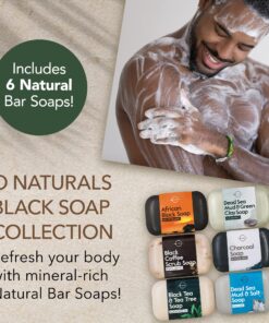 O Naturals 6 PCS Black Soap - Women & Men's Bar Soap, Father's Day Gifts, Men's Soap Bar, African Black Soap w/Moisturizing Shea Butter, Charcoal Soap, Organic & Natural Soap for Men & Women, 4oz Black Soap Collection 4 Ounce (Pack of 6) 27 91XO8mcey L