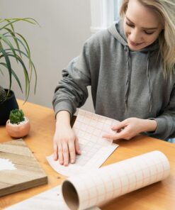 Angel Crafts Transfer Paper Tape: Craft Transfer Tape for Vinyl Application with Red Grid Lines - Self Adhesive Roll Compatible with Cricut, Silhouette Cameo - 6 Inch by 50 Feet 1 Pack White 29 91XORaxyCvL 1