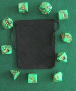 Alternative view of Night Elf (Green / Black) RPG D&D Dice Set: 7 + 3d6 = 10 polyhedral die plus bag! by Dave's Dice