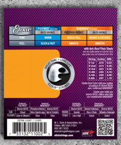 Alternative view of Elixir Strings - Acoustic 80/20 Bronze with NANOWEB Coating - Elixir Acoustic Guitar Strings - Extra Light (.010-.047) Ex. Light (.010-.047) 1-Pack