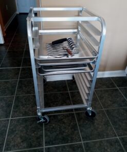 New Star Foodservice 36510 Commercial-Grade Aluminum 10-Tier Sheet Pan/Bun Pan Rack, 26" L x 20" W x 38" H with Brake Wheels 26 x 20 x 38 30 91XUPAp3E9L