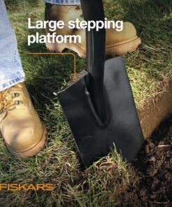 Fiskars Square Garden Spade Shovel - 46" - Steel Flat Shovel with D-Handle - Garden Tool for Digging, Lawn Edging, Pruning - Heavy Duty Weed Puller Tool - Black/Orange 29 91Xd04JZHoL