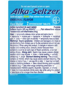 Alka-Seltzer Effervescent Tablets Original Flavor, Fast Multi-Symptom Relief from Headache and Body Ache, Dissolvable Effervescent Fizzy Tablets, 72 Ct (Package May Vary) 19 91XfBt197AL