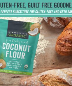 Viva Naturals Organic Coconut Flour (4 lbs) - Gluten Free Flour Substitute for Keto, Paleo and Vegan Baking, Low Fat and Fiber-Rich Coconut Baking Flour, Non-GMO, Unbleached and Unrefined, 1.81 kg 34 91Xhc9yF0eL