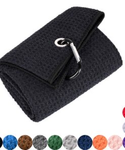 Alternative view of Mile High Life Microfiber Waffle Pattern Golf Towel | Club Groove Cleaner Brush | Foldable Divot Tool with Magnetic Ball Marker (Black Towel/Brush/Bone Divot) Black Towel/Brush/Bone Divot