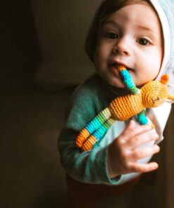 Green Sprouts Animal Friend Rattle Made from Organic Cotton | Encourages Whole Learning The Healthy & Natural Way | Crocheted by Hand, Soft & Flexible, Playful Rattle Sound Pink 17 91XlZTrlnrL 1