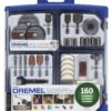 Dremel Rotary Tool Accessory Kit- 710-08- 160- EZ Lock Technology- 1/8 inch Shank- Cutting Bits, Polishing Wheel And Compound, Sanding Disc And Drum, Carving, Sharpening, And Engraving 160-Pieces