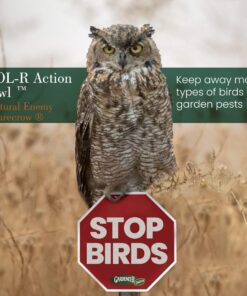 Dalen Fake Owl Decoy to Scare Birds Away from Gardens, Rooftops, and Patios - Scarecrow Provides Chemical-Free Pest Control - Safe and Humane, 18" 360º Rotating Head 27 91XqDsStnL