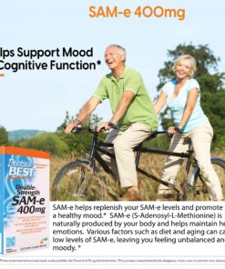 Doctor's Best SAM-e 400 mg, Vegan, Gluten Free, Soy Free, Mood and Joint Support, 60 Enteric Coated Tablets Unflavored 60 Count (Pack of 1) 23 91Y1ZxVU4sL