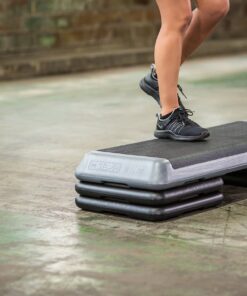 The Step Original Aerobic Platform, Health Club Size Steppers for Exercise with risers for adjustable Home Workout, stair stepper for exercise and home gym 4 Risers Grey 41 91Y3lPiL9oL