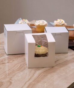 SCT White Window Bakery Boxes with Attached Flip Top, 4-Corner Beers Design, 10 x 10 x 2.5, White, Paper, 200/Carton 10" x 10" x 2-1/2" 31 91YA0Z2h99L