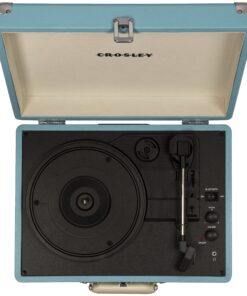 Crosley CR8005D-TU Cruiser Deluxe Vintage 3-Speed Bluetooth Suitcase Vinyl Record Player Turntable, Aqua 29 91YA71IL8YL