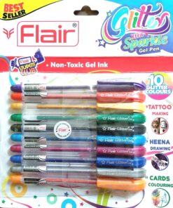 Flair Xtra Sparkle Glitter Gel 10 Colours Xtra Sparkle Gel Pen 24 91YBC7BWICL