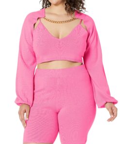 The Drop Women's Miya Bell Sleeve Sweater Shrug With Chain Medium Rose Pink 9 91YJsEX7hcL