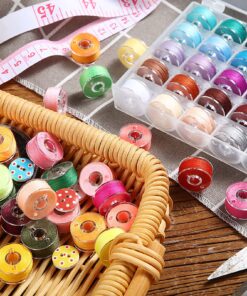 Outus 50 Pieces Prewound Thread Bobbins with Bobbins Box for Brother Sewing Machine, 50 Assorted Colors 16 91YLOve2m0L