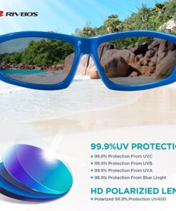 RIVBOS Kids Sunglasses with Strap Polarized UV Protection Flexible Rubber Shades for Boys Girls RBK003 003-1 Sky Blue 8 91YLuOd4p0L