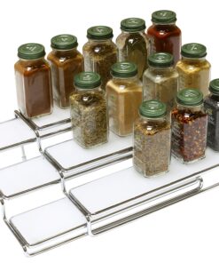 DecoBros Spice Rack 3 Tier Expandable Cabinet Spice Organizer Step Shelf Organizer (31.75~63.50 cm), Chrome 19 91YPwMFBuL