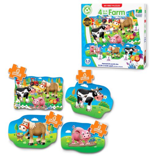 The Learning Journey: My First Puzzle Sets 4-In-A-Box Farm – Farm-Themed Puzzle Sets - Educational Toddler Toys & Activities for Children Ages 2-5