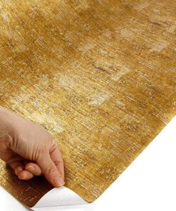 ROSEROSA Peel and Stick PVC Metallic Self-Adhesive Wallpaper Covering Counter Top Shelf Liner Lime Gold (NI941 : 2.00 Feet X 6.56 Feet) 31 91Ym50mUXzL