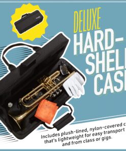 Mendini By Cecilio Bb Trumpet - Trumpets for Beginner or Advanced Student w/Case, Cloth, Oil, Gloves - Brass Musical Instruments For Kids & Adults Blue 19 91YpTjMwG0S 2