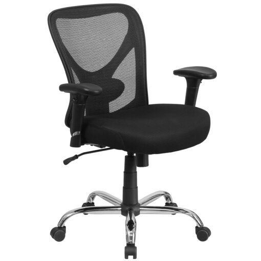 Flash Furniture Big & Tall Office Chair | Adjustable Height Mesh Swivel Office Chair with Wheels Black