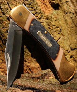 Old Timer 7OT Cave Bear Traditional Lockback Pocket Knife with 3.9in High Carbon Stainless Steel Blade, Sawcut Handles, and Leather Belt Sheath for Hunting, Camping, Whittling, EDC, and Outdoors 27 91YsetTeqVL