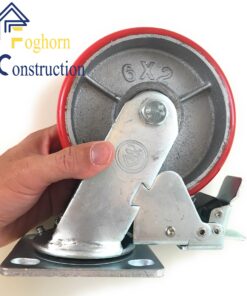 Alternative view of 6 Inch - 6" X 2" Industrial Casters - 2 Fixed and 2 Swivel Caster Wheels with Brakes - Cast Iron Plate Casters Set of 4 Heavy Duty - 3500 lb Capacity - Foghorn Construction 2 Brake and 2 Fixed Set