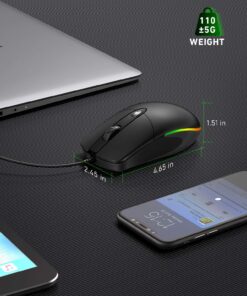 LED Wired Mouse, RGB Silent Corded Computer Mouse for Office and Home, Wired USB Mouse Compatible with Windows PC, Laptop, Notebook, Chromebook - Black 16 91Yx6exBAL