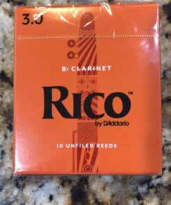 Rico Bb Clarinet Reeds - Reeds for Clarinet - Thinner Vamp Cut & Unfiled for Ease of Play, Traditional Blank for Clear Sound - Clarinet Reeds 3 Strength, 10-Pack Strength 3.0 11 91Z26mbiWnL