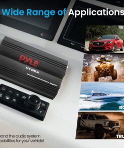 Pyle Hydra Marine Amplifier - Upgraded Elite Series 800 Watt 4 Channel Micro Amplifier - Waterproof, GAIN Level Controls, RCA Stereo Input, 3.5mm Jack, MP3 & Volume Control (PLMRMP3B) Standard Packaging 18 91Z9lvcMeRL