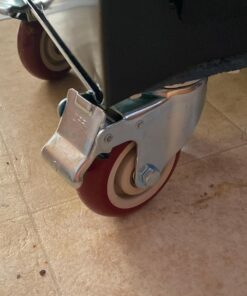 ABSLIMUS 4 inch Heavy Duty Casters Load 2400lbs, Lockable Bearing Plate Caster Wheels with Brakes, 360-degree Swivel Casters for Furniture and Workbench Cart, Set of 4 (Free Screws and a Spanner) 4 inch Red 46 91ZA0w15e7L