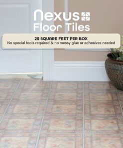 Nexus Self Adhesive 12-Inch Vinyl Floor Tiles, 20 Tiles - 12" x 12", Spanish Rose Pattern - Peel & Stick, DIY Flooring for Kitchen, Dining Room, Bedrooms & Bathrooms by Achim Home Decor 32 91ZB7VIR0L 2