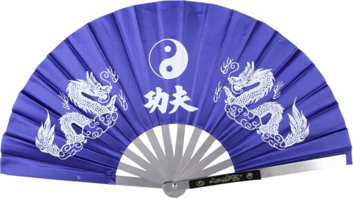 BladesUSA Kung Fu Fighting Fan Metal Frame Blue