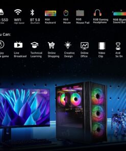 STGAubron Gaming Desktop PC,Intel Core i7-10700KF up to 5.1G,GeForce RTX 3060 12G GDDR6,16G DDR4,1T SSD,WiFi,BT 5.0,RGB Fan x 6,RGB Keyboard&Mouse&Mouse Pad,RGB BT Sound Bar/Gaming Mic,W11H64 GeForce RTX 3060 12G GDDR6 11 91ZEQEtB8HL