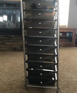 Seville Classics Rolling Utility Organizer Storage Cart, for Home Office, School, Classroom, Scrapbook, Hobby, Craft, 10 Drawer, Black 48 91ZG9mHUUrL