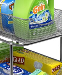 Sorbus 2 Tier Under The Sink Organizer Baskets with Mesh Sliding Drawers —Ideal for Cabinet, Countertop, Pantry, and Desktop, for Bathroom, Kitchen, Office, etc.—Made of Steel (Silver) Silver 17 91ZHgeZ470L