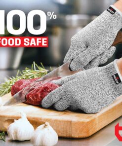 NoCry Cut Resistant Gloves with Grip Dots - High Performance Level 5 Protection, Food Grade. Size Large, Complimentary Ebook Included! Grey 9 91ZIxWwJuzL