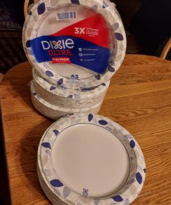 Dixie Ultra Paper Plates, 10 1/16 inch, Dinner Size Printed Disposable Plate, 172 Count (4 Packs of 43 Plates), Packaging and Design May Vary, Blue,White 34 91ZLgCTKWL