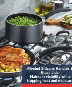 T-fal Experience Nonstick Cookware Set 12 Piece Induction Oven Safe 350F Pots and Pans, Dishwasher Safe Black 12-Piece Induction Nonstick 17 91ZVr8uHohL