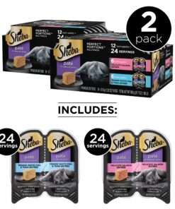 SHEBA PERFECT PORTIONS Cuts in Gravy Adult Wet Cat Food Tray, Delicate Salmon and Tender Whitefish & Tuna Entrée, Twin-Pack - 12 Count (Pack of 2) 12 Count (Pack of 2) 20 91ZXoQAiFS