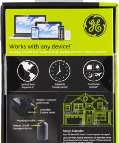 GE Z-Wave Wireless Smart Lighting Control Outdoor Module, On/Off, Plug-In, Black, Hub Required, 12720, Works with Alexa 19 91ZjgRz4ebL