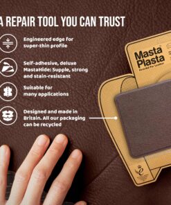 MastaPlasta Self-Adhesive Premium Leather Repair Patch - Tan 8" x 4" (20 x 10 cm). Instant Upholstery-Quality Patches for Sofas, Car Interiors, Bags, Vinyl & More 8in x 4in D Tan Leather 21 91ZoH7Nr4sL 1