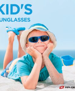 Alternative view of RIVBOS Kids Sunglasses with Strap Polarized UV Protection Flexible Rubber Shades for Boys Girls RBK003 003-1 Sky Blue