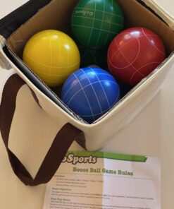 GoSports 90 mm Backyard Bocce Set with 8 Balls, Pallino, Case and Measuring Rope - Made from Premium Resin 40 91ZwvxEpcJL